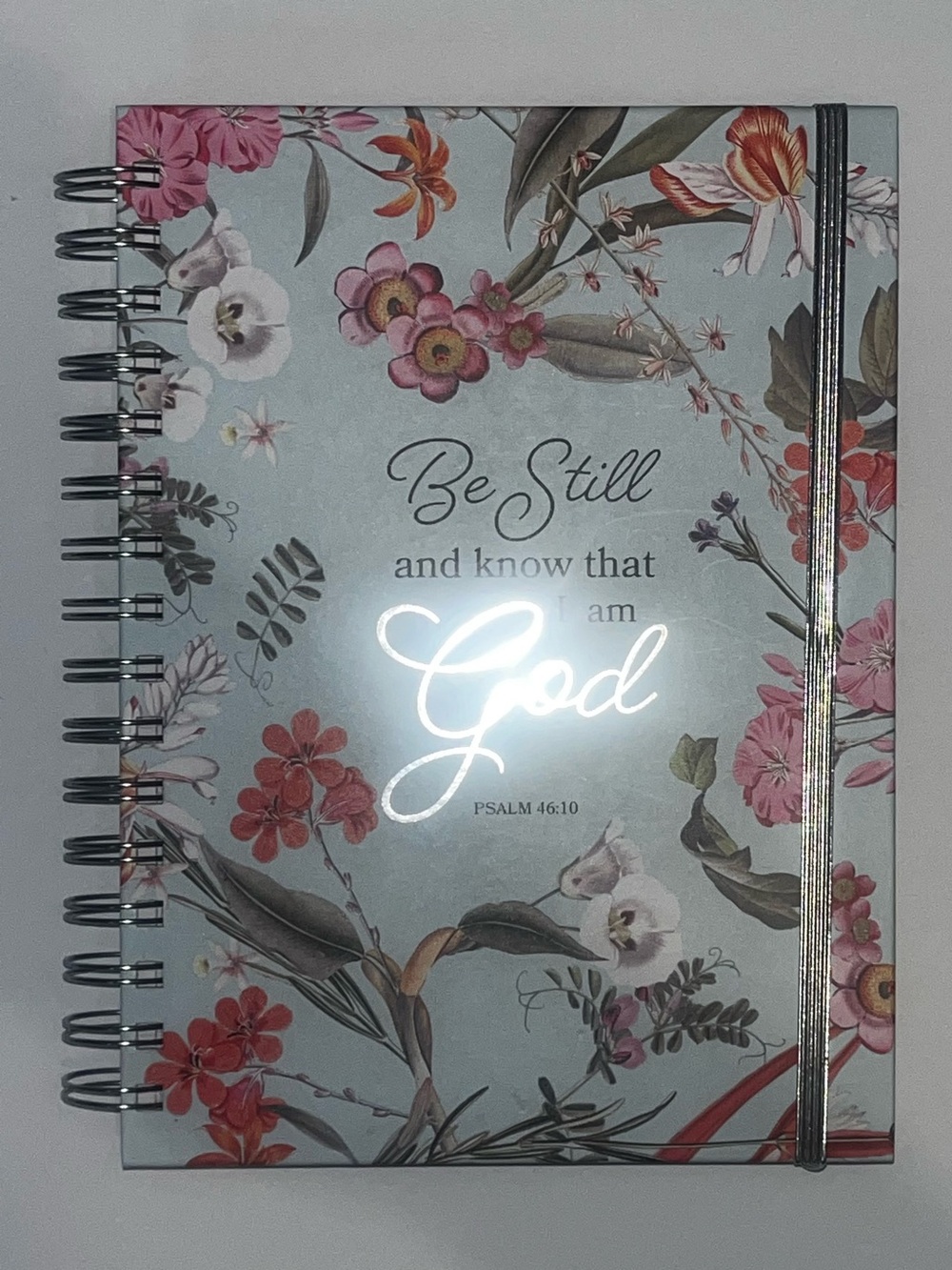 Floral 'Be Still' Spiral Journal with Elastic Closure